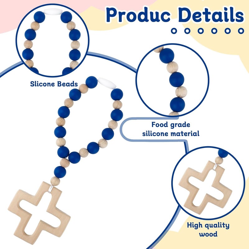 Sumalon Cross Baptism Silicone Rosary, First Communion Rosary Collection Shower Christian Communion Gifts - Image 3